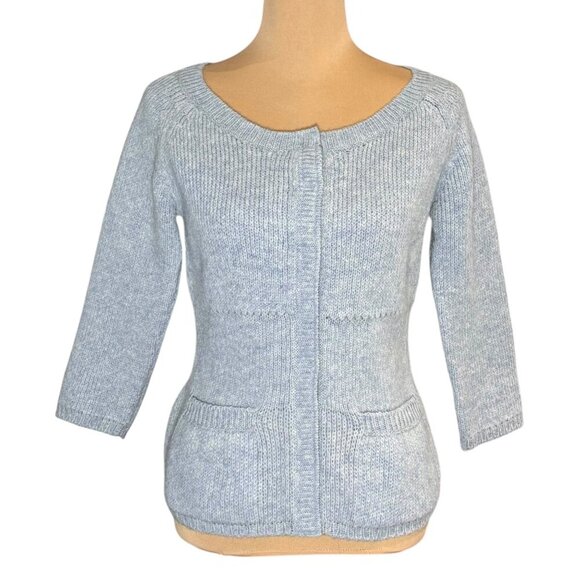 Vintage Prada Wool Cardigan SZ 6 Blue Fitted Preppy Luxury Old Money Preppy - Picture 12 of 12